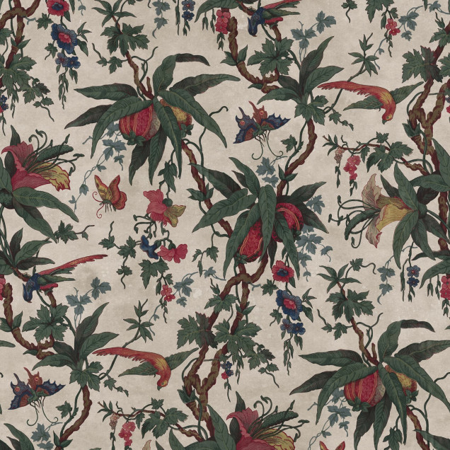 Tapet vintage cu motiv natură într-un living elegant