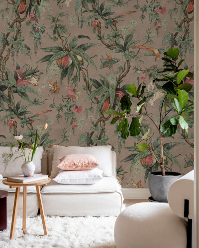 Fototapet floral cu motive botanice într-un interior modern
