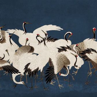 Dancing Cranes, Blue, Rebel Walls