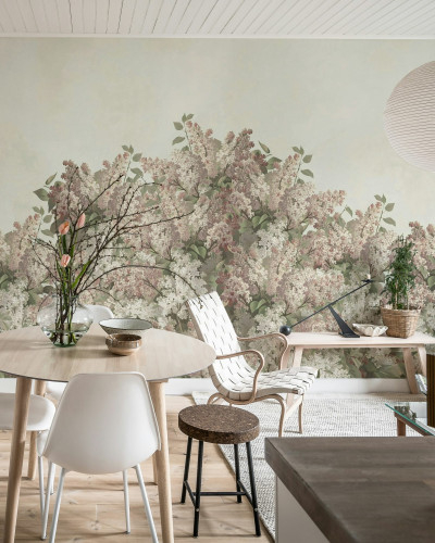 Tapet floral elegant într-un interior modern