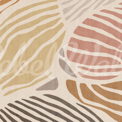 Tapet Graphic Leafs, Coral, cu design abstract cu linii curbate și texturi fine, perfect pentru un dormitor modern și vibrant.