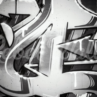Fototapet cu design graffiti alb-negru, perfect pentru a decora un living, un dormitor sau un birou.
