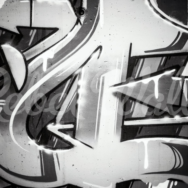 Fototapet cu design graffiti alb-negru, perfect pentru a decora un living, un dormitor sau un birou.