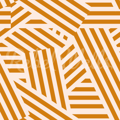 Tapet cu dungi geometrice în nuanțe de caramel și cremă, Abstract Stripes.