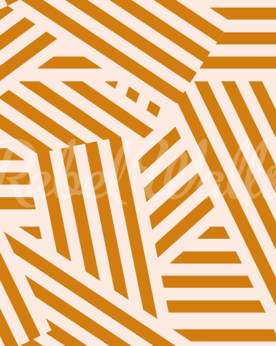 Tapet cu dungi geometrice în nuanțe de caramel și cremă, Abstract Stripes.