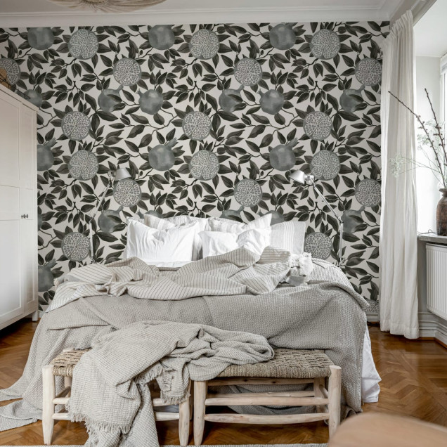 Tapet cu rodii stilizate, cu un design elegant și sofisticat.