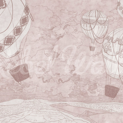 Tapet cu baloane cu aer cald, Balloon Travelers, Roz
