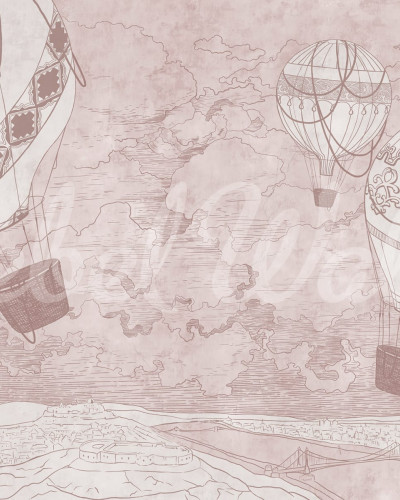 Tapet cu baloane cu aer cald, Balloon Travelers, Roz
