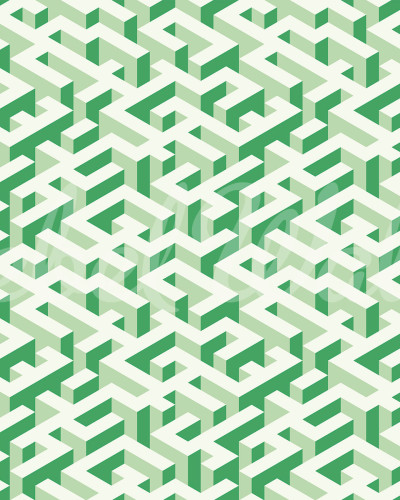 Tapet geometric Mace Game în nuanțe de verde