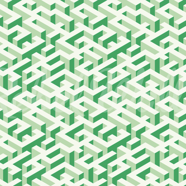 Tapet geometric Mace Game în nuanțe de verde