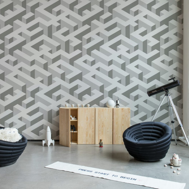 Tapet cu design geometric in gri - Mace Game