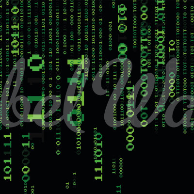 Code Drop, Verde - Wallpaper abstract inspirat din codul binar. Design grafic minimalist cu elemente de verde si negru.