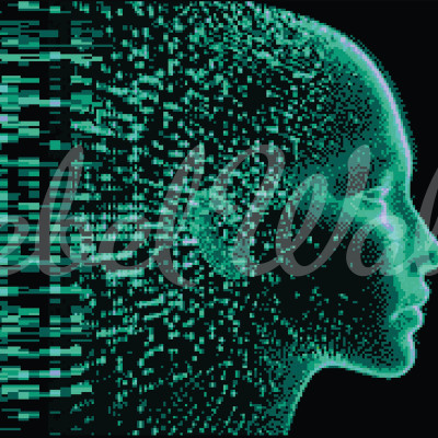 Tapet cu profil digital verde neon pe fundal negru