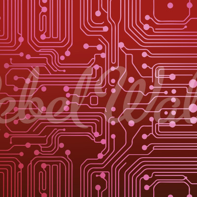 Tapet Circuit Board, Red. Design modern și abstract.