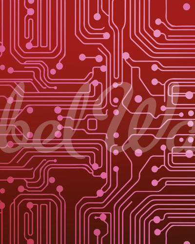 Tapet Circuit Board, Red. Design modern și abstract.