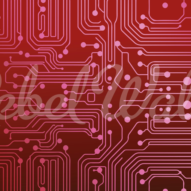 Tapet Circuit Board, Red. Design modern și abstract.