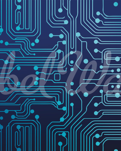 Circuit Board, Blue - tapet modern cu un design abstract, perfect pentru cei care apreciază tehnologia și minimalismul.