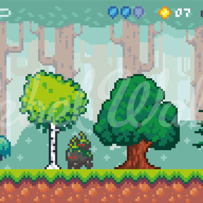 Pixel World, Verde, un tapet cu design retro
