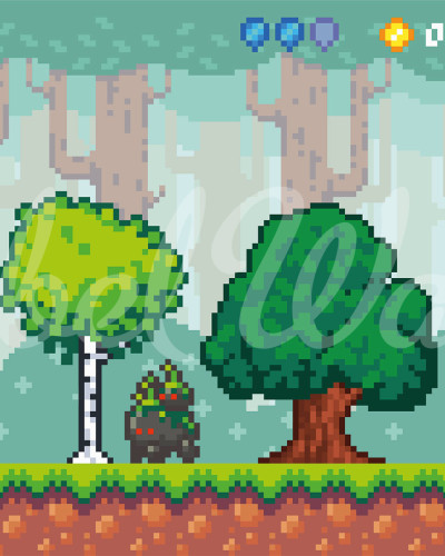 Pixel World, Verde, un tapet cu design retro