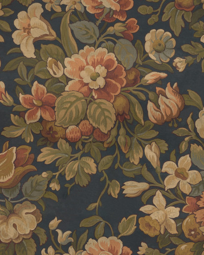 Tapet floral vintage ivory în bucătărie