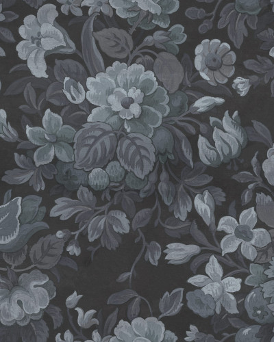 Fototapet floral vintage bleumarin într-un living elegant