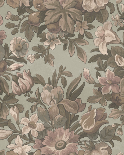 Tapet floral vintage roz prăfuit
