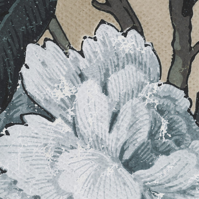 Tapet floral albastru în living modern