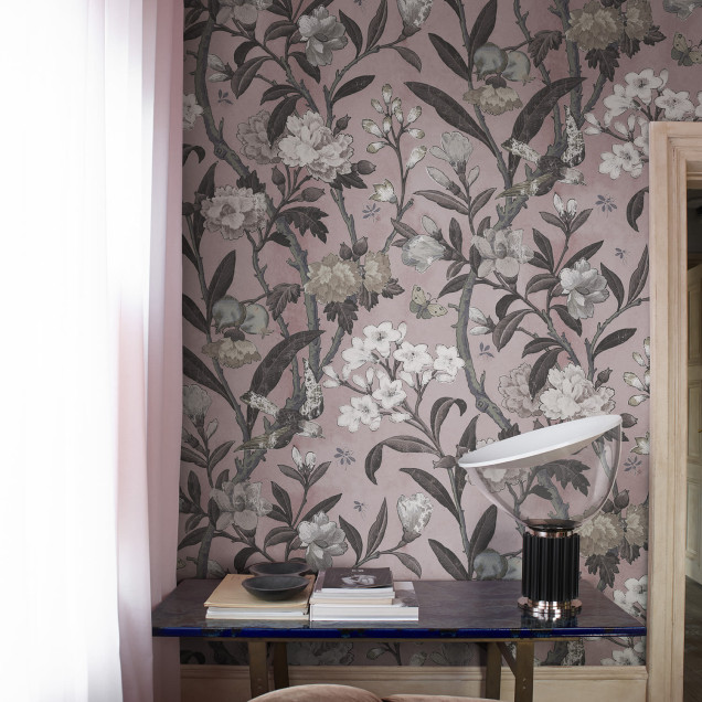 Tapet floral roz cu design elegant