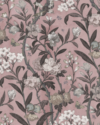 Tapet floral roz cu design elegant
