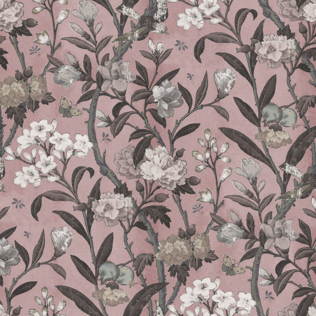 Tapet floral roz cu design elegant
