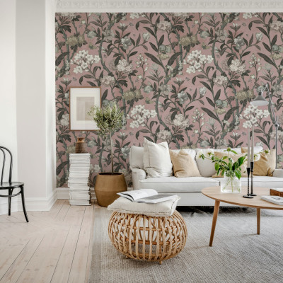 Tapet floral roz cu design elegant