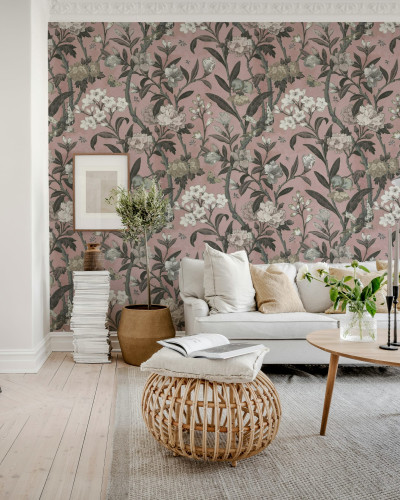 Tapet floral roz cu design elegant
