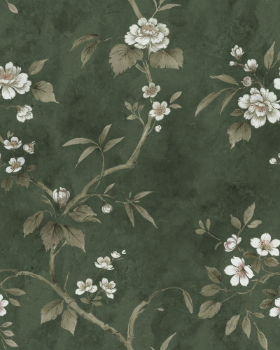 Tapet floral verde, decor interior elegant