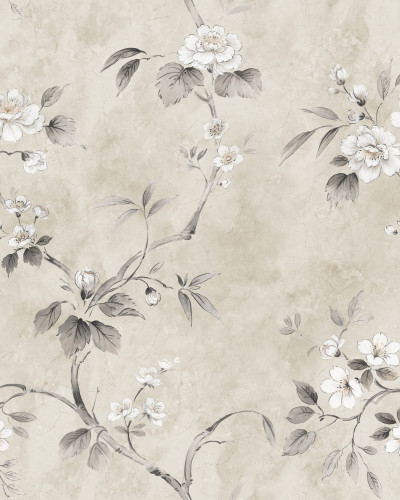 Tapet floral bej într-un living elegant