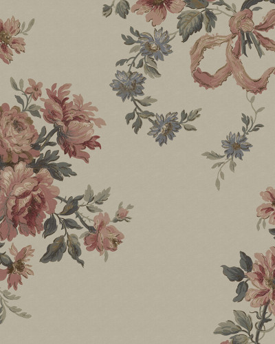 Tapet floral vintage roz, ideal pentru un decor romantic