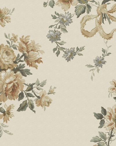 Tapet floral galben cu aspect vintage într-un dormitor