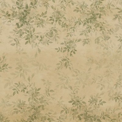 Fototapet floral galben cu motive vegetale delicate în dormitor
