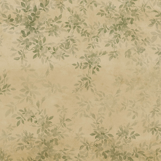 Fototapet floral galben cu motive vegetale delicate în dormitor