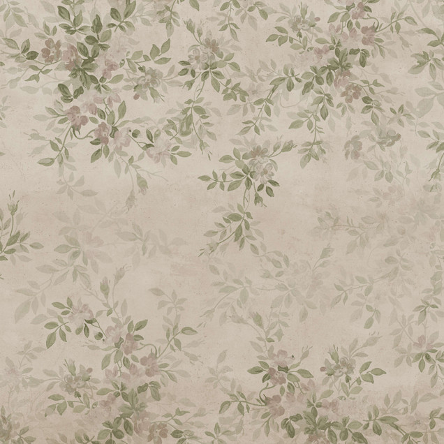 Tapet floral verde în dormitor