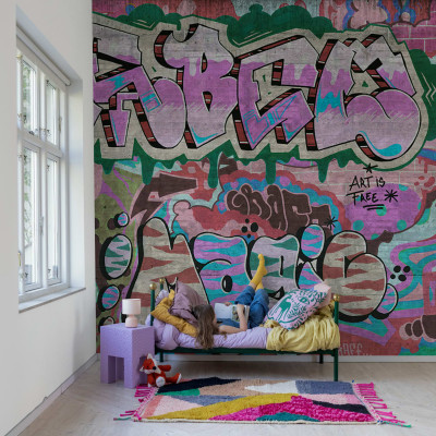 Tapet cu model graffiti pastelat