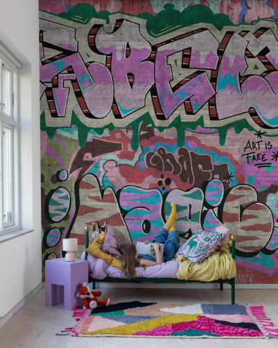 Tapet cu model graffiti pastelat