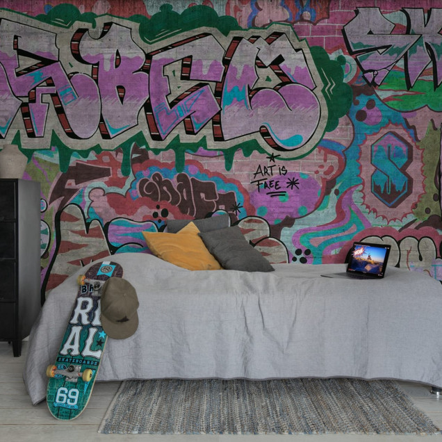 Tapet cu model graffiti pastelat
