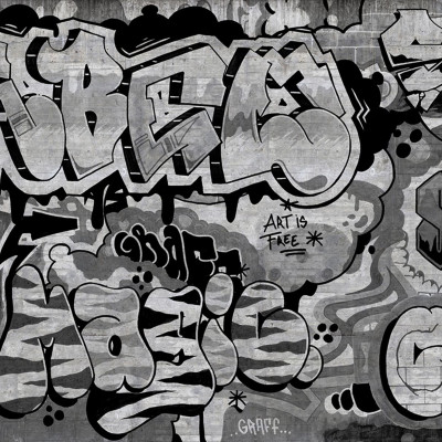 Tapet cu aspect graffiti, negru