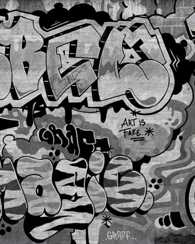 Tapet cu aspect graffiti, negru