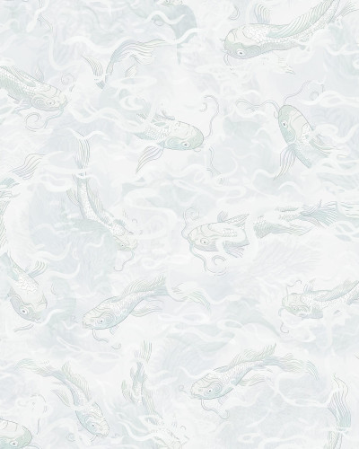 Tapet cu design oceanic, motive cu pești stilizați