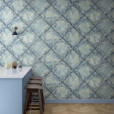 Tapet cu model abstract albastru, design elegant