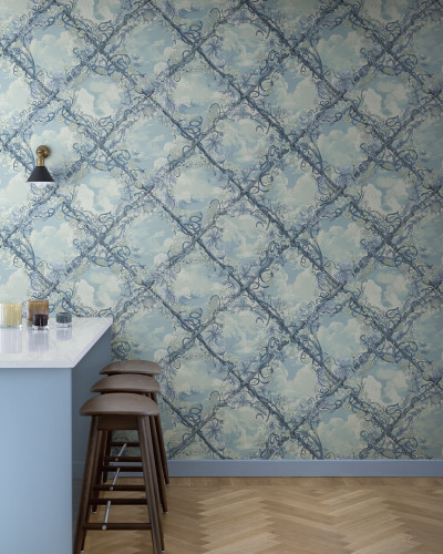 Tapet cu model abstract albastru, design elegant
