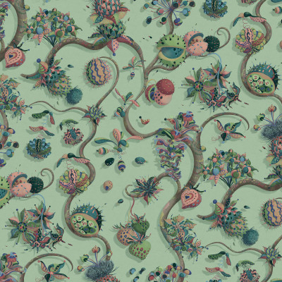 Tapet floral verde cu design stilizat