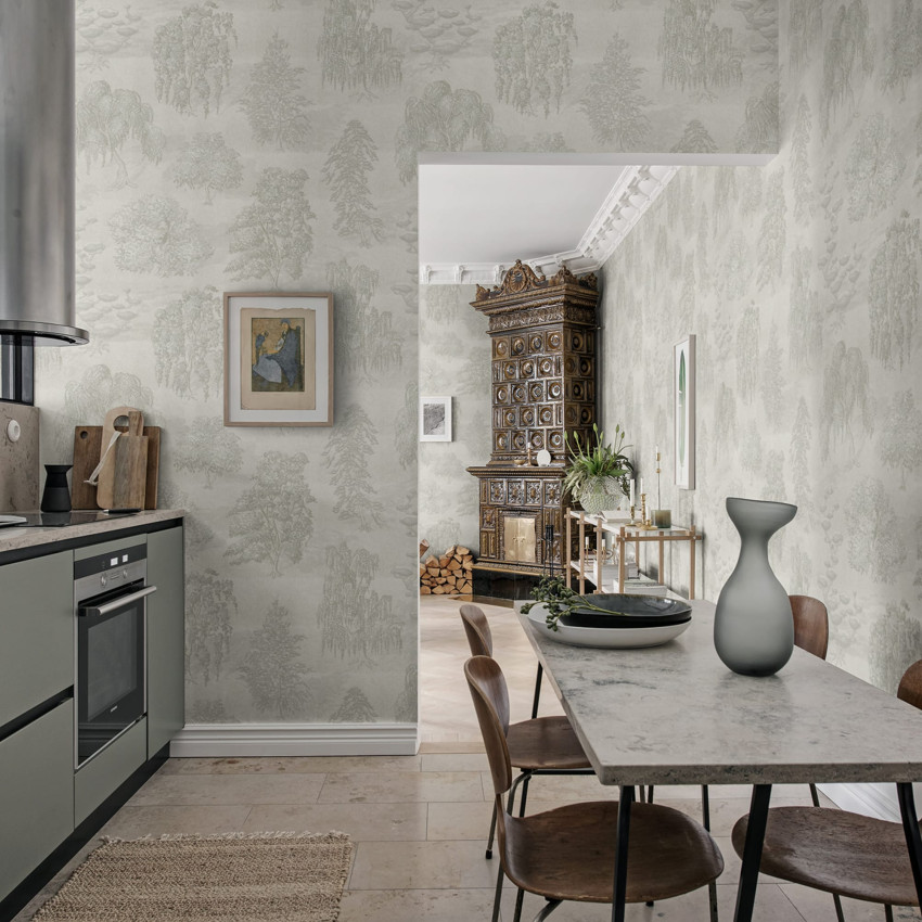 Fototapet cu pădure întunecată în interior modern