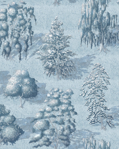 Tapet cu design de pădure albastră